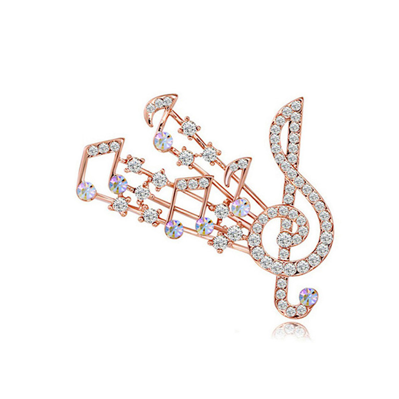 Fashion Exquisite Music Notation Brooch For Women Scarf Pins Shiny Crystal Rhinestone Brooches Wedding Bride Bouquet Corsage Jewelry Gifts