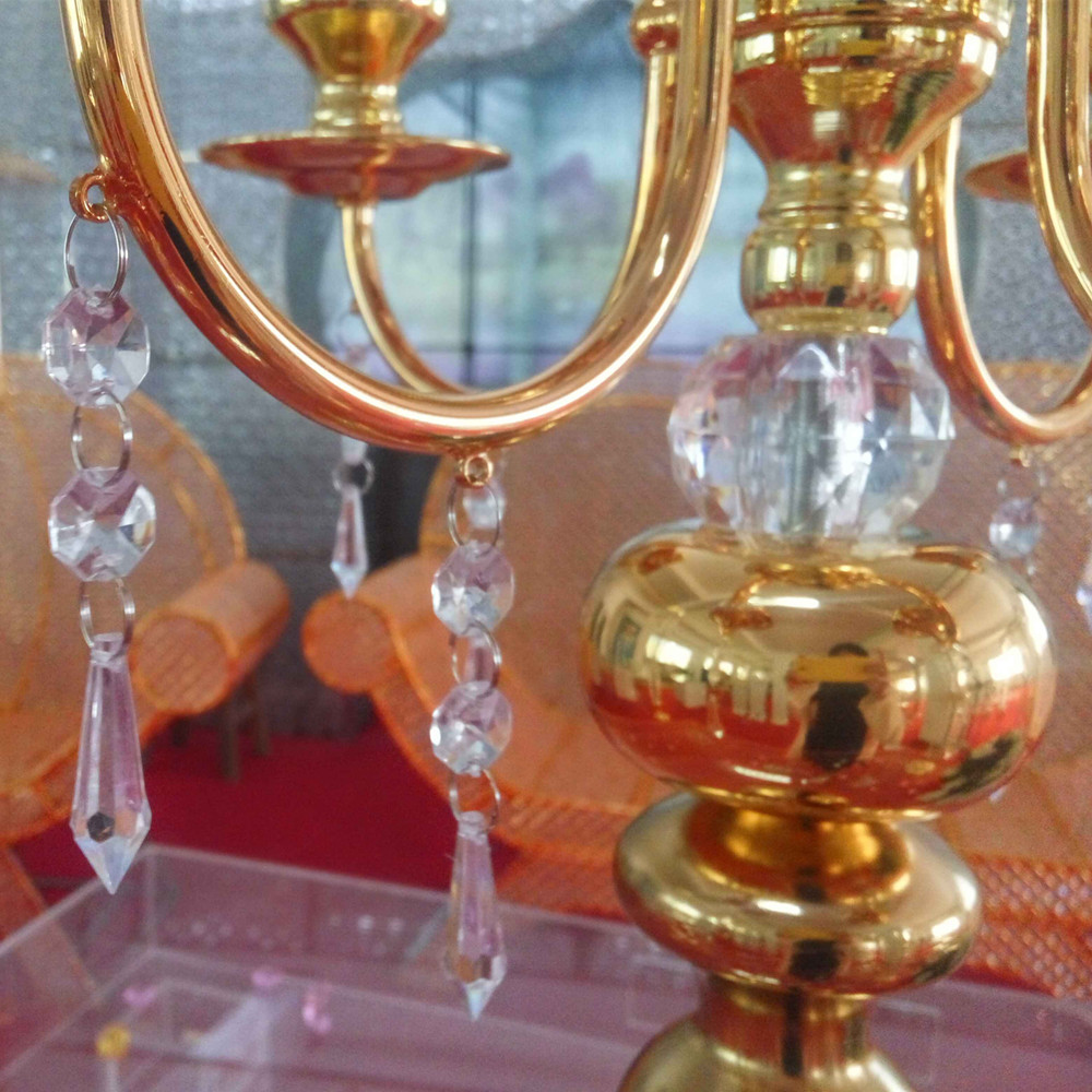 58cm gold 5 arms Crystal Candelabra Candle Holders wedding Centerpiece flower rack bowl Candlestick event party candelabrum XJ260305