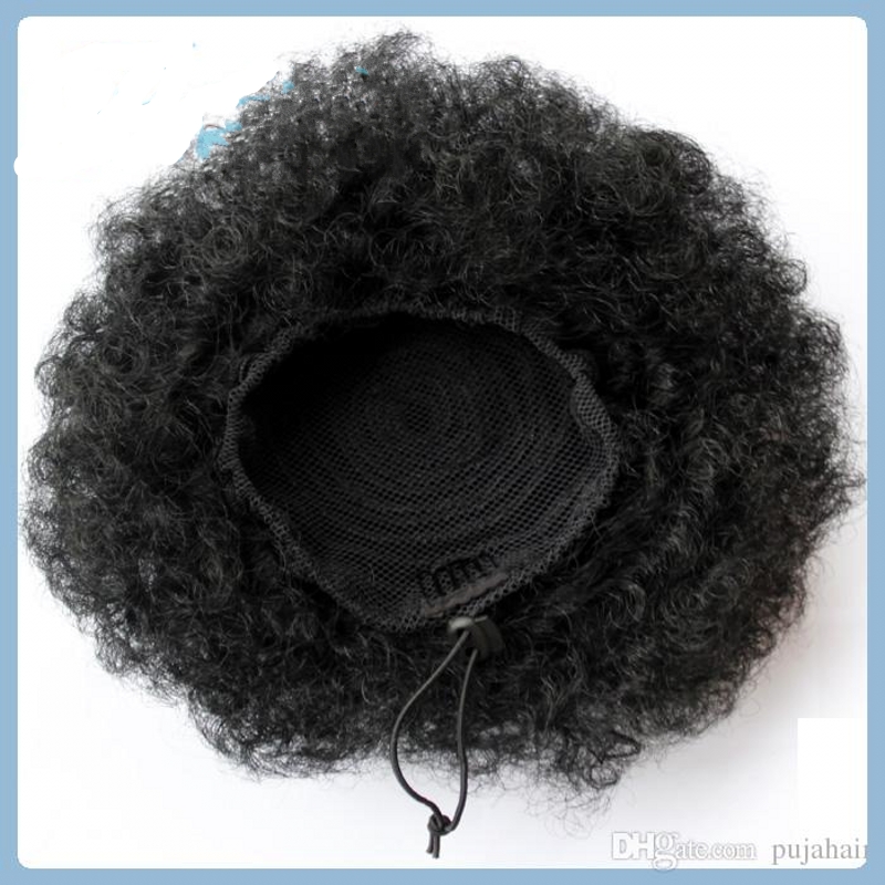 8A GRADE Brazilian hair ponytail clip in Afro Puff kinky curly drawstring ponytails hair extension for black women 120g