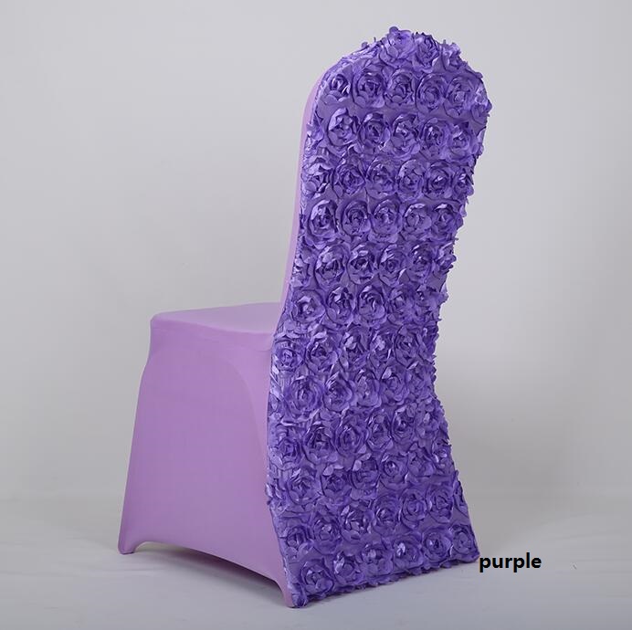 Rosette Spandex Banquet Chair Cover With Satin Rosette Back For Wedding Party Hotel Decoration Rosette Flower Back