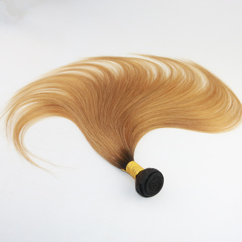 Color 1B/27 Strawberry Blond Hair Weaves Brazilian Straight Human Hair Extensions 100G/Piece Remy Hair Bundles