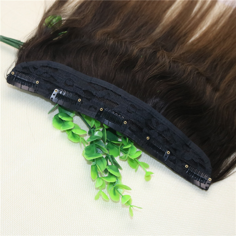 One Piece Clip In Human Hair Extensions 5Clips Per Piece Brazilian Virgin Hair Highlight Ombre Medium Brown Balayage 2/8