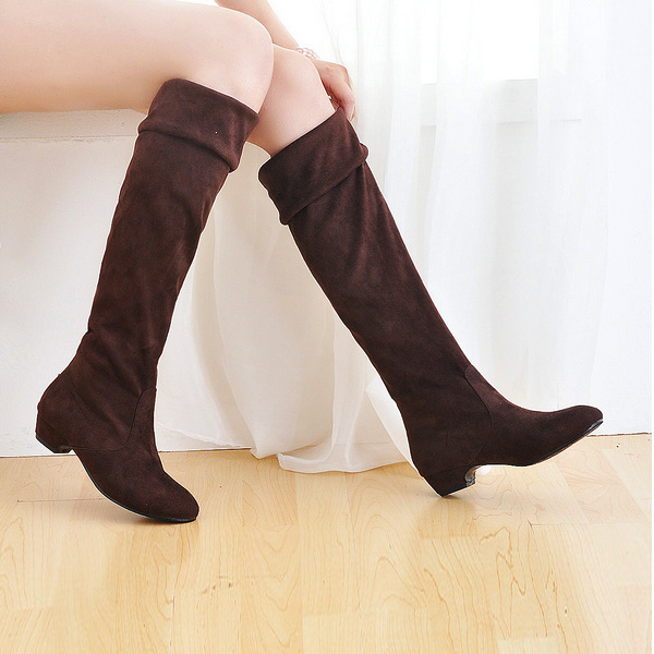 Wholesale-2016 New Fashion Sweet Lady Shoes High Thigh Knee Autumn Winter Over-the-Knee Casual Women Boots Plus Size Boots for Women O106