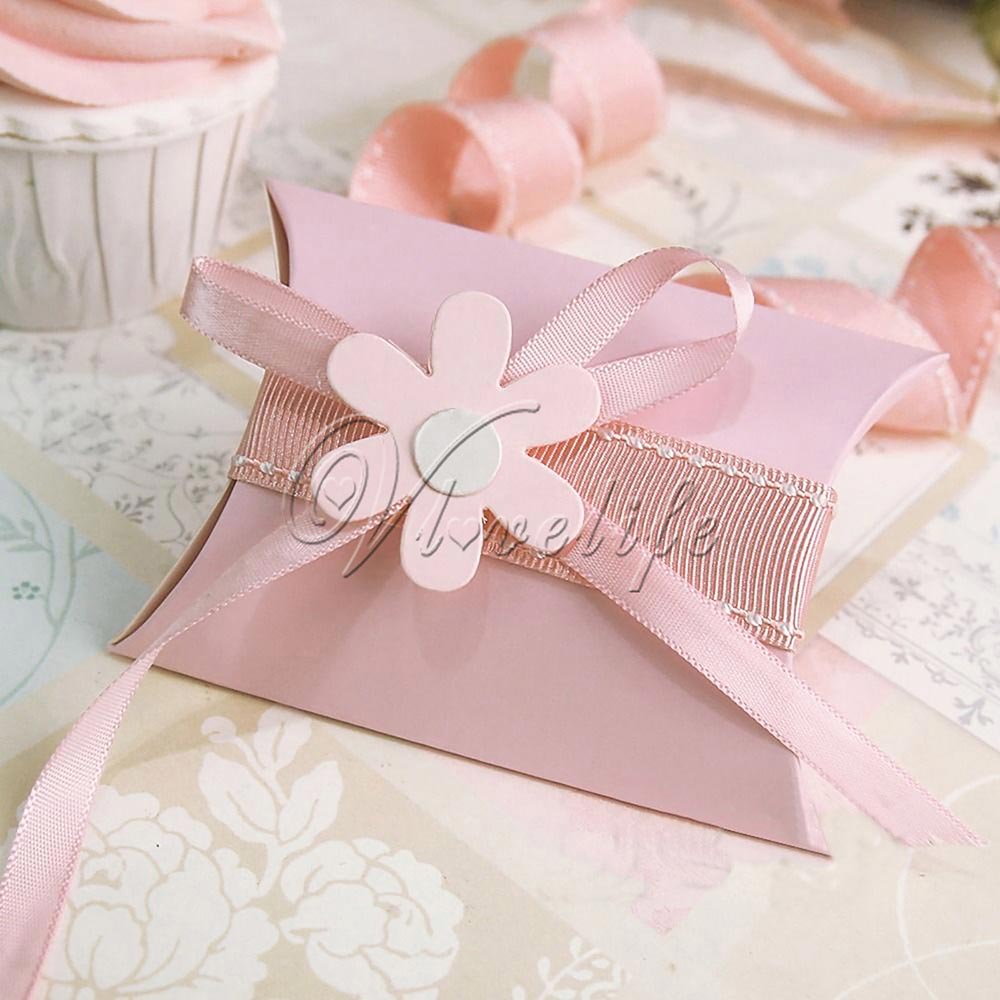 Gift Wrap 100pcs/lot New Style Pillow Shape Boxes Candy Box for Wedding Party Favor Decor Paperboard / PVC /Brown Kraft