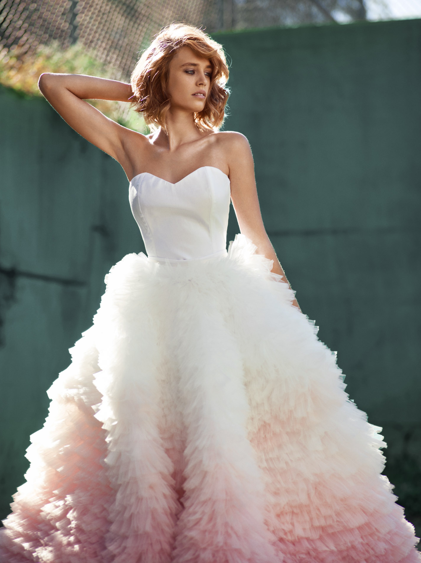 Gradient Lavender Fluffy Evening Dress Puffy Tulle Ruffles Tiered Sweep Trian Evening Gowns Prom Dresses Amazing Formal Dress Party Gown