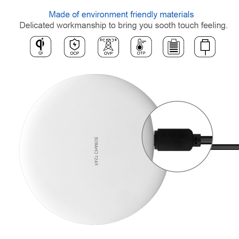 Wireless Charger Pad For iPhone X Fast Charging Adapter Universal Charging Receiver For Galaxy S23 22 Ultra Plus Wireless Charging Phones in Retail Bo