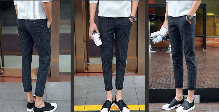 Good A++ Men's Pants Newest fashion Men Casual Nine Trousers Trouser Slim PM022 Mens Pant