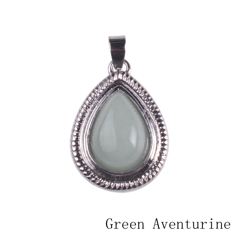 Fashion Turquoise Crystal Water Drop Pendant Necklace Stainless steel natural stone leather rope Necklaces & Pendants For Women
