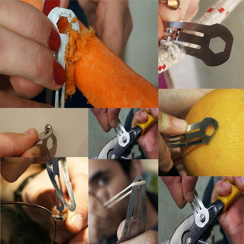 Gold and silver EDC Multi Tool Hair clip Hairpin Stainless Steel Tactical Cutter #R49