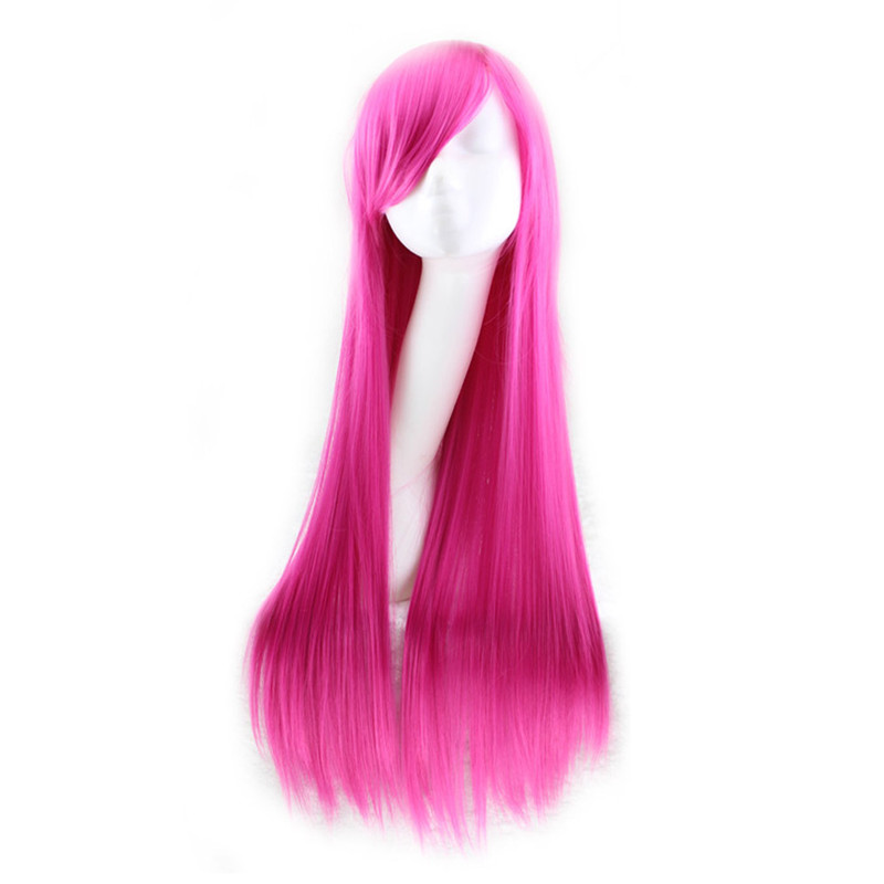 WoodFestival 80cm fiber wigs for women blonde black pink blue yellow navy long straight wig cosplay synthetic hair