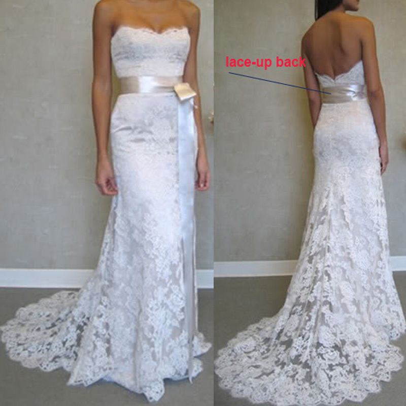 hot sale sweetheart lace mermaid wedding dresses appliques lace up cheap vintage plus size bridal gowns bm61