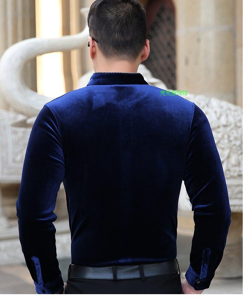 Wholesale- 2017 new arrival Stand callor casual purple Cashmere men's shirt,fashion shirt men ,3 color plus-size M,L,XL,XXL,3XL,4XL