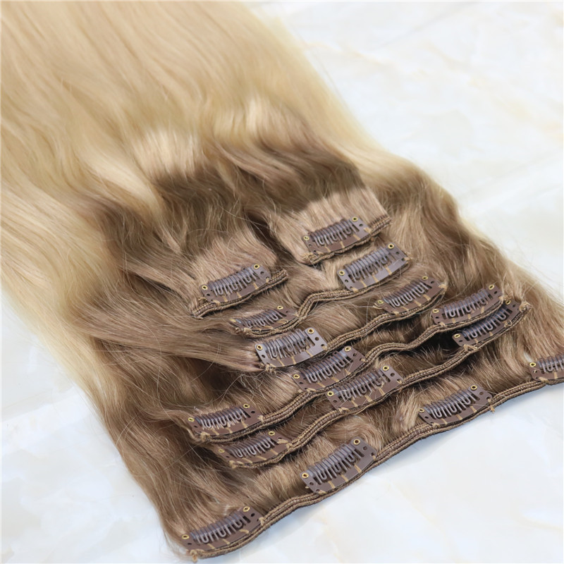 Clip In Human Hair Extensions Brazilian Virgin Hair Ombre Medium Brown 6#To 613# Blonde Extensions 7pcs 120gram