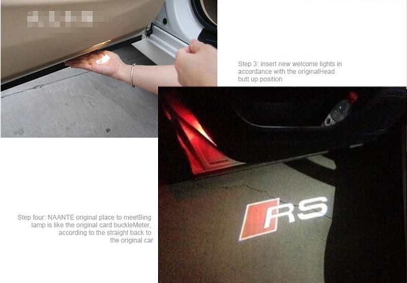 Parts 2pcs/set Door LED Ghost Welcome Light Projector Puddle Laser Light For Audi A3 A4 A5 A6 TT Q5 Q7 TTS Sline RS S3 S4 S5 RS3 Logo