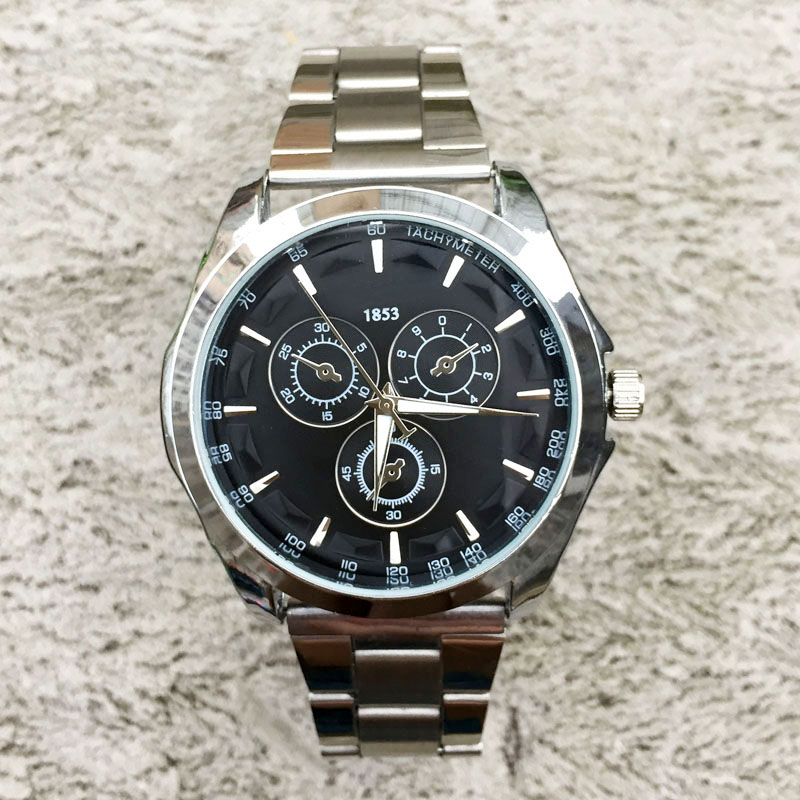 Fashion Brand 1853 men's 3 dials style metal steel band Quartz wrist watch TIS 6470, Silver black
Fashion Brand 1853 men's 3 dials style metal steel band Quartz wrist watch TIS 6470, Silver black