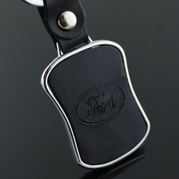 5pcs/lot Leather Car Keychain Logo Key Ring Curved Shape Key Components Fashion Men's Waist Key Chain For Ford Focus 2 3 Chaveiro Llaveros