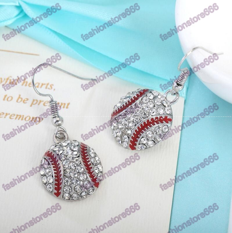 Crystal Baseball Pendant Dangle Earrings Fashion Sports Jewelry Best Friend Gift For Team Club Base Ball Lovers