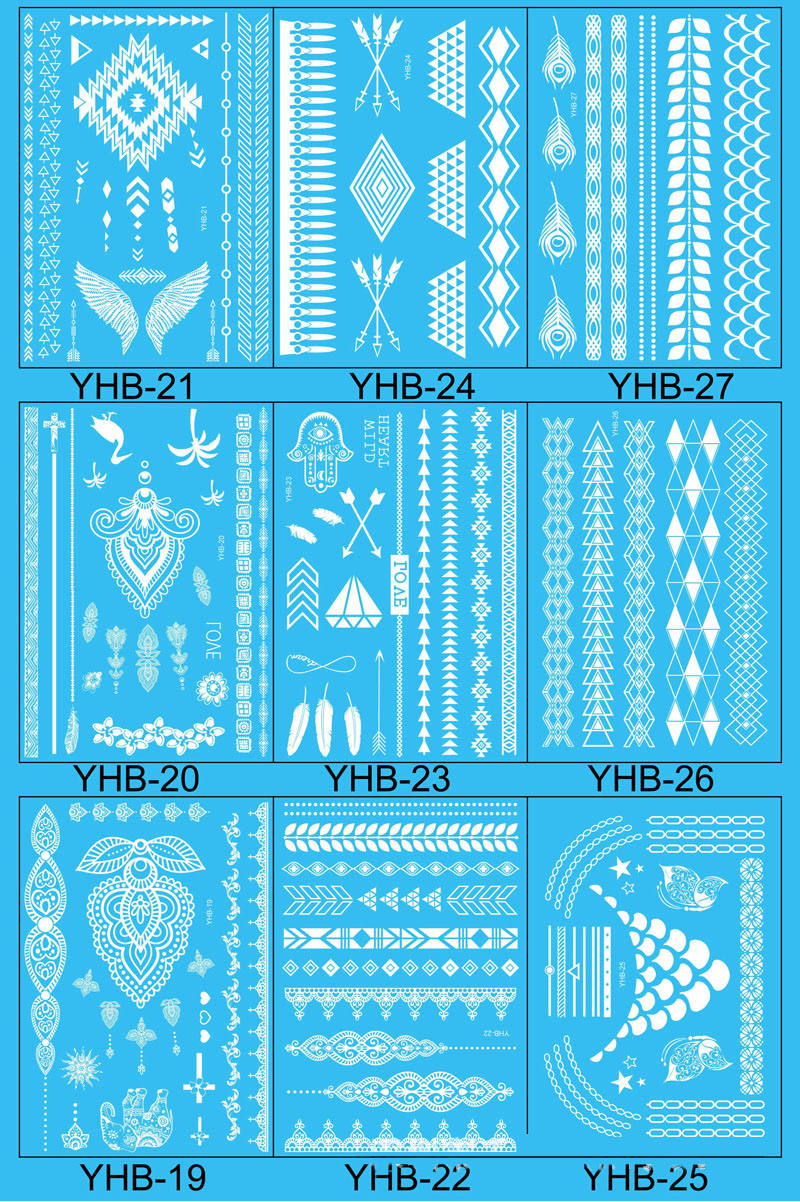Flash Waterproof Tattoo Women White Temporary Tattoos Henna Lace tattoos Flower Totem Wedding Bridal Temporary Tattoo Sticker ZA2315