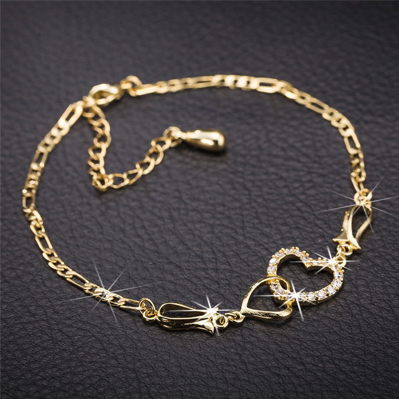 Anklets Designer luxury Anklet Double Hearts for Women Foot Ankle Chain Jewelry Beach copper plated 18K gold silver Festival gift