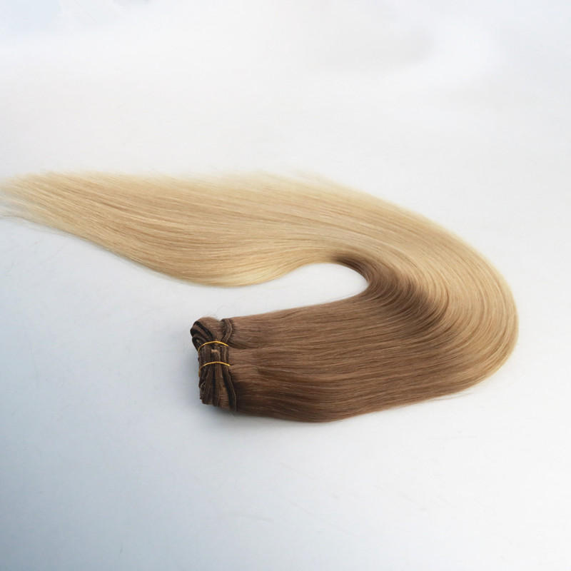 Ombre Color #6#613 Best Seling High Quality Fashion Style Virgin Remy Hair Straight Human Hair Clip in Hair Extension 100G Per Bundle