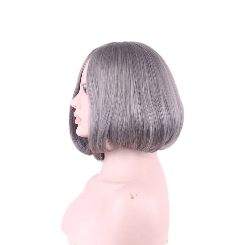 WoodFestival silver grey ombre wig short bob synthetic hair wigs heat resistant fiber wig cosplay women gray high quality