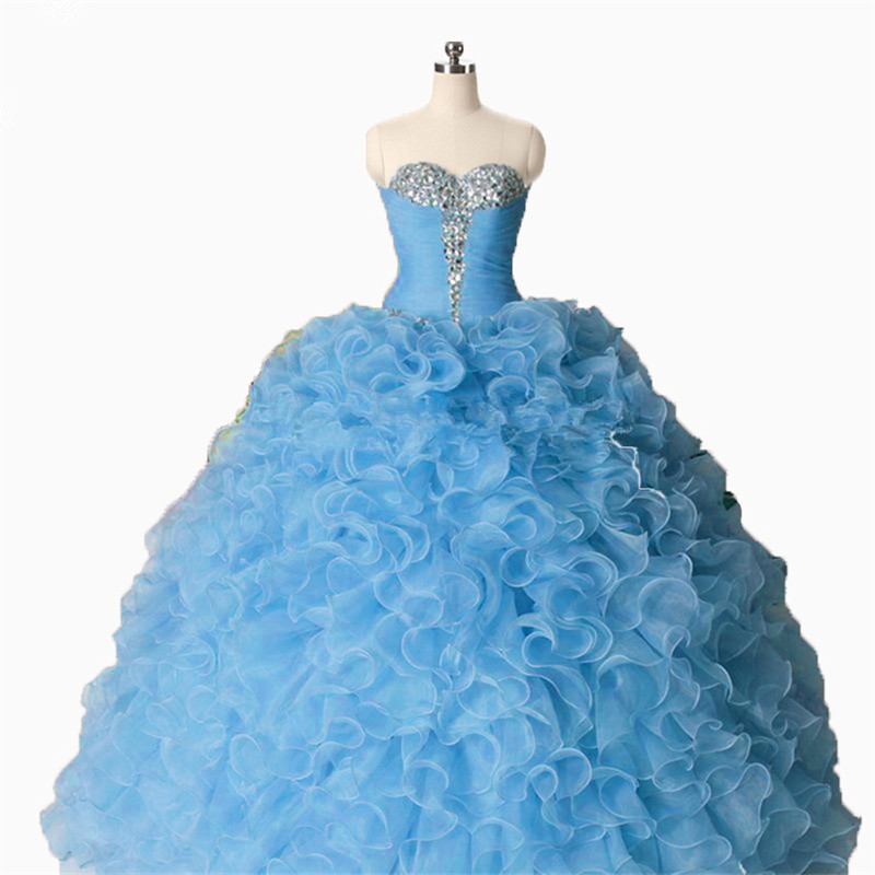 2017 Sexy Fashion Crystal Ball Gown Quinceanera Dresses with Sequined Pleat Organza Plus Size Sweet 16 Dresses Vestido Debutante Gowns BQ30