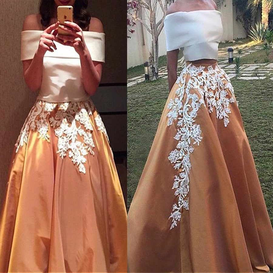 Charming Satin Off-the-shoulder Neckline Two-piece A-line Saudi Arabia Style Prom Dresses Two Stones Applique Lace Evening Dress, Blue
Charming Satin Off-the-shoulder Neckline Two-piece A-line Saudi Arabia Style Prom Dresses Two Stones Applique Lace Evening Dress, Blue