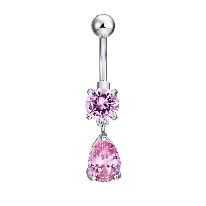 Fashion Waterdrop Zircon Navel Ring Medical Stainless Steel Body Piercing Jewelry Women Sexy Zircon Belly Button Ring