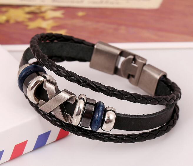 Punk bracelet jewelry factory direct cowhide bracelet retro leather necklace