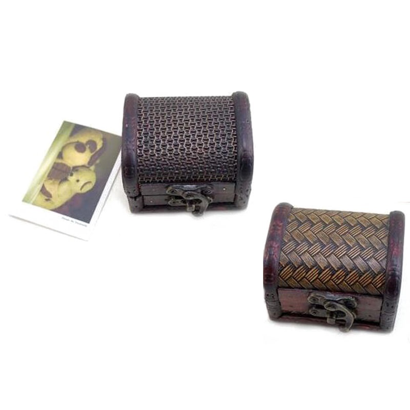 Vintage Jewelry Box Organizer Storage Case Mini Wood Flower Pattern Metal Container Handmade Wooden Small Boxes