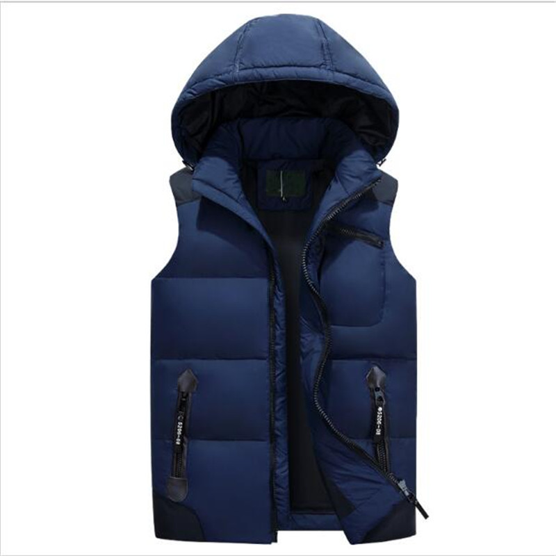Wholesale- Mens Duck Down Vest Hooded Warm Vest Chaleco Hombre 5XL Solid Winter Gilet Casual Deachable Hat Sleeveless Waistcoat Jackets, Navy blue
Wholesale- Mens Duck Down Vest Hooded Warm Vest Chaleco Hombre 5XL Solid Winter Gilet Casual Deachable Hat Sleeveless Waistcoat Jackets, Navy blue
