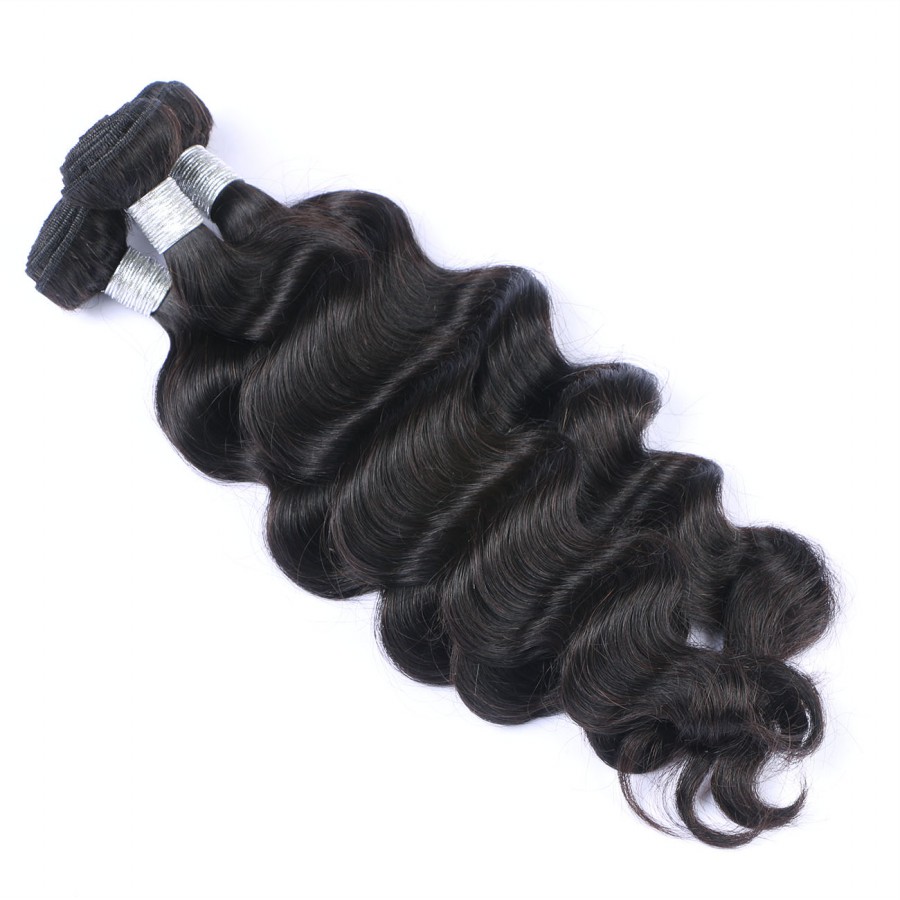 Loose Wave Brazilian Human Virgin Hair Lace Frontal With 3 Bundles 13X4 Ear To Ear Lace Frontal Natural BlackColor Human Hair Weaves Closure