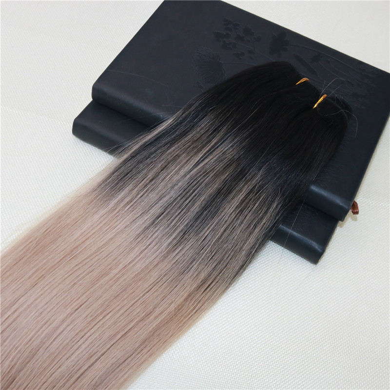 8A Grade Remy Brazilian Human Hair Extensions Color Balayage #1B fading to #18 Omber Hair Weave Straight Virgin Unprocessed Hair Weft 100g