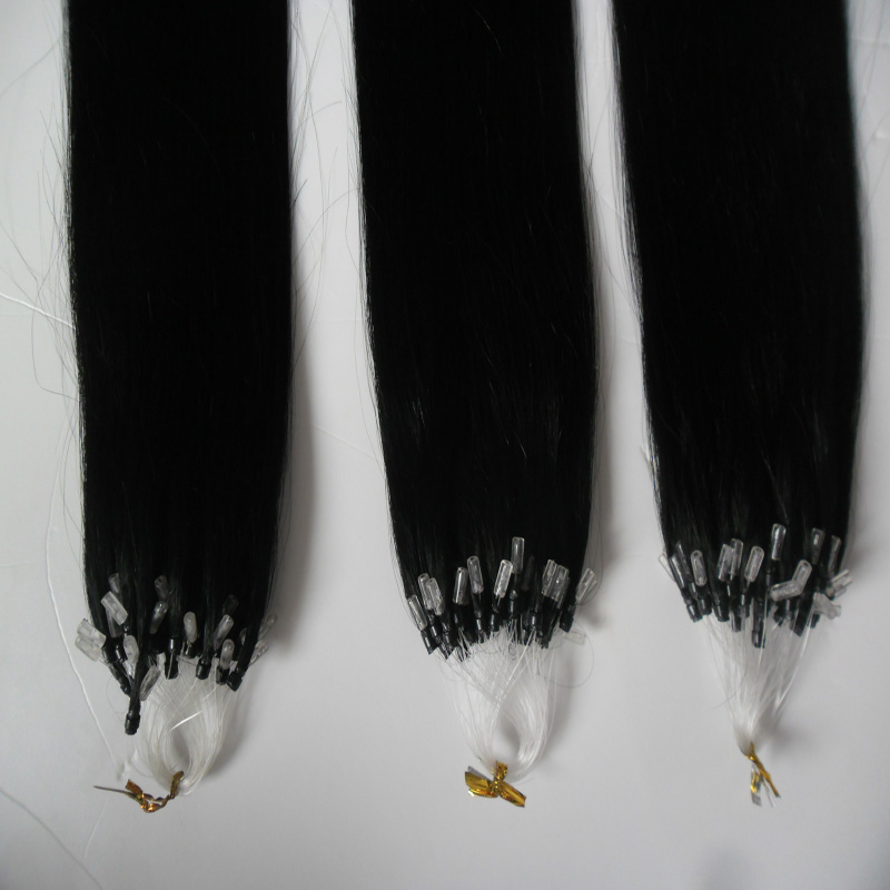 Micro loop human hair extensions 300s Straight Black micro beads hair extensions 300g micro loop hair extensions with beads