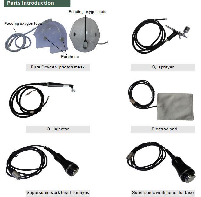 Multifunction hyperbaric oxygen inject facial rejuvenation machine with ultrasonic bipolar tripolar RF microcurrent photon Equipment for hom