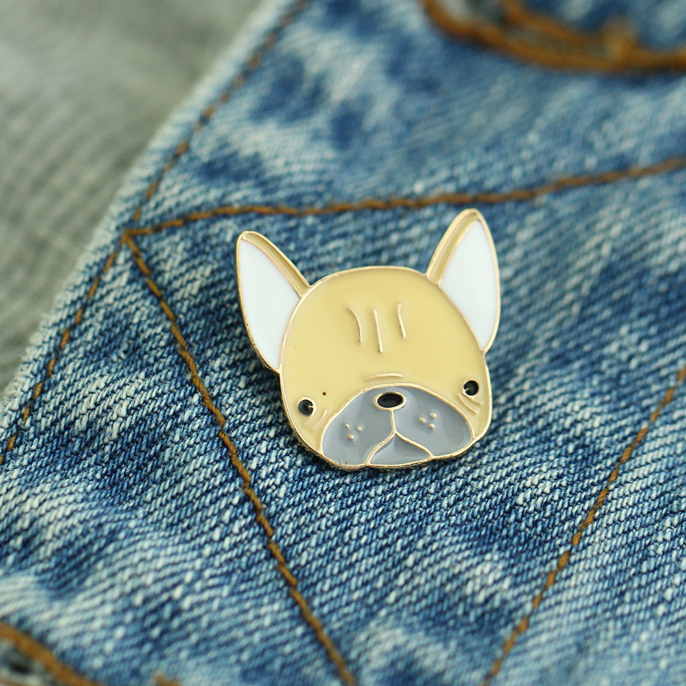 Wholesale- 2017 New Fashion Cute Dog Animal Cartoon Charm Broches Pins For Woman Button Pins Jeans Bag Decoration Gift Wholesal