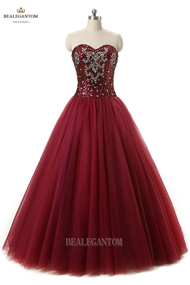 real photo sweetheart ball gown quinceanera dresses with sequins tulle beaded plus size prom pageant debutante party gown bm12