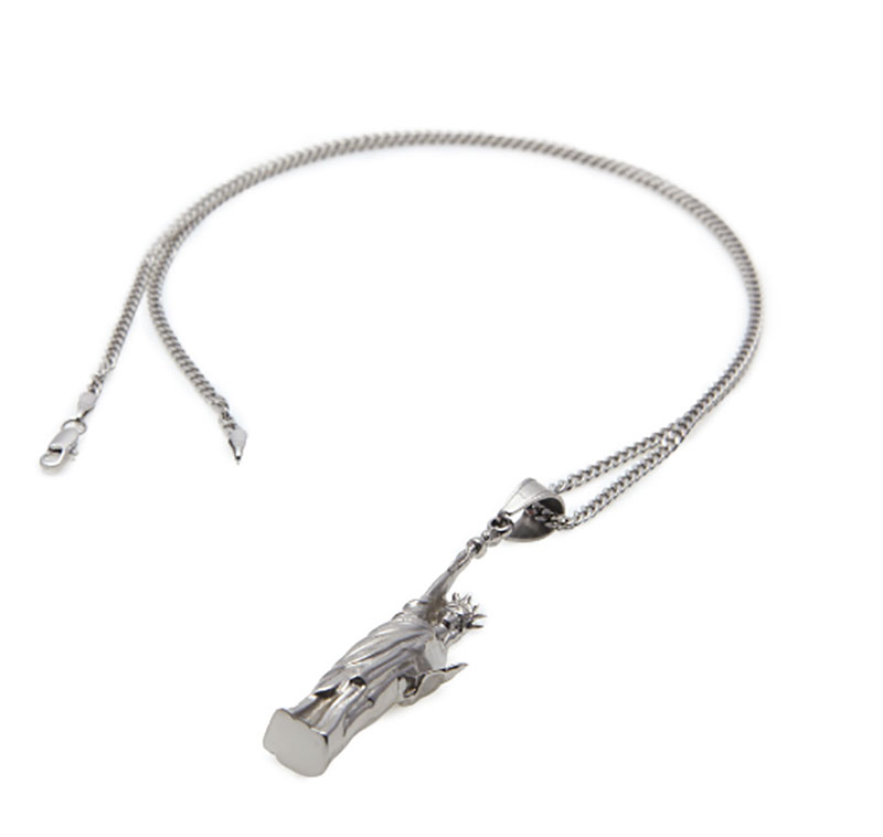 USA Statue of Liberity Pendant Necklace Unisex Hip Hop Necklace Stainless Steel Gold Silver Plated 24" Cuban Link Chain Necklace Fashion Jew