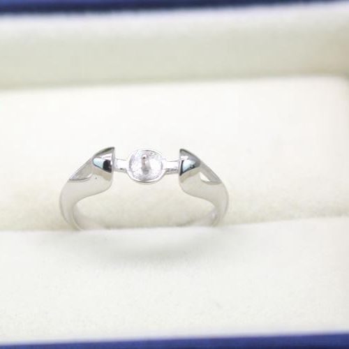 8x8mm Pearl Cabochon Semi Mount Engagement Wedding Women Ring Sterling Silver 925 Fine Silver Jewelry