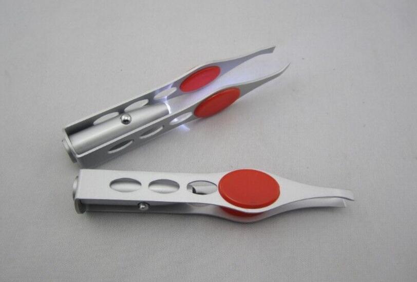 In-business LED TWEEZER Eyebrow Tweezers Lightweight Stainless Steel Handy LED Light Eyelash Eyebrow Hair Removal Tweezers Makeup Tool