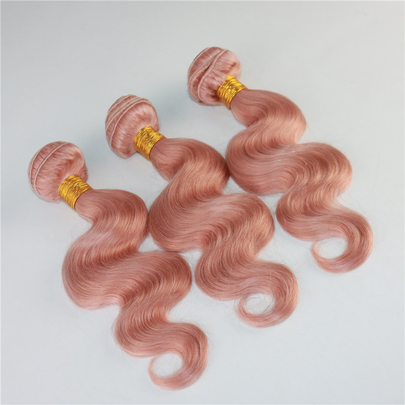 Baby Pink Human Hair Bundles 100% Unprocessed Remy Hair Weave 8A Grade Virgin Hair Extensions Body Wave Double Weft Weaving 100g