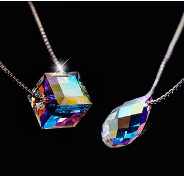 925 Sterling Silver Aurora of Sugar Austrian Crystal Necklace Accessories Pendant Chocker Spring, Summer, Clavicle, Short Chain Free Shippin