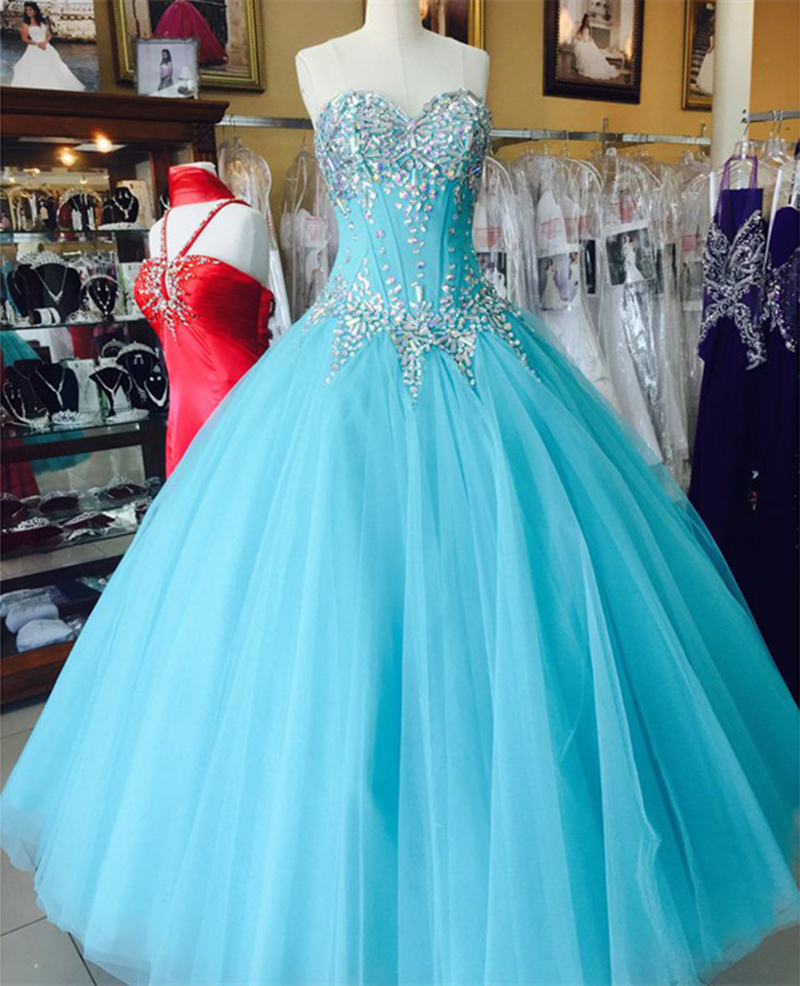 New Elegant Ball Gowns Quinceanera Dresses 2018 With Beads Crystals Lace Up Sweet 16 Dresses 15 Year Prom Gowns QS1036, Blue
New Elegant Ball Gowns Quinceanera Dresses 2018 With Beads Crystals Lace Up Sweet 16 Dresses 15 Year Prom Gowns QS1036, Blue