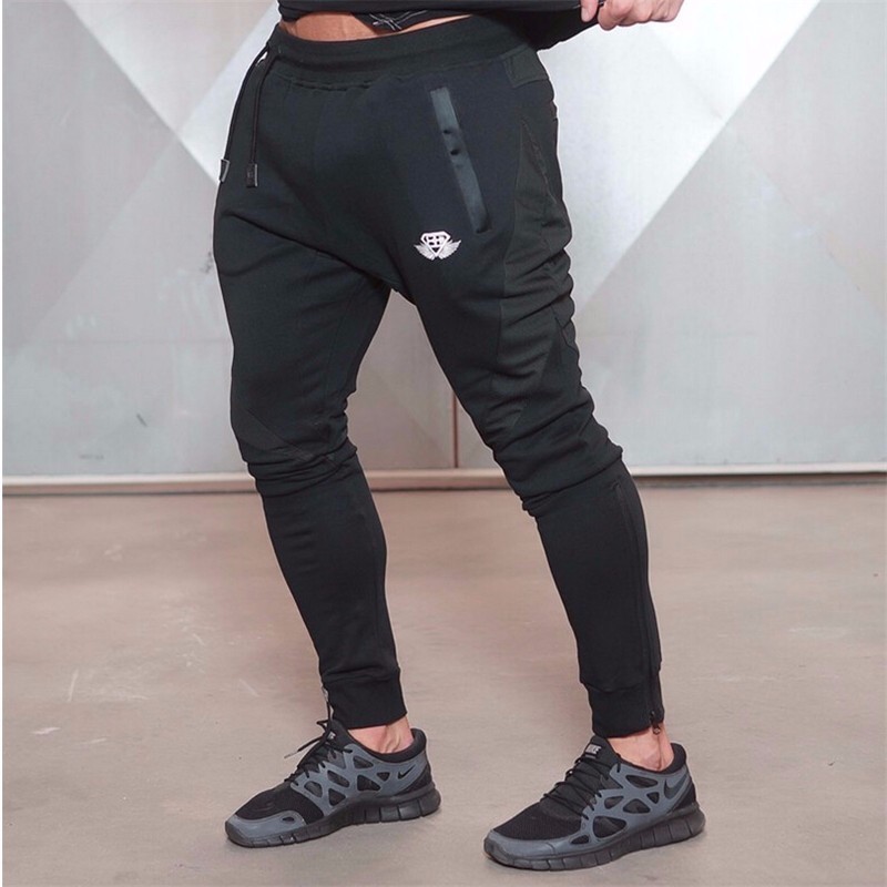 Wholesale-2016 New Gold Medal Fitness Pants, Stretch Cotton Men's Fitness Pants Pants Body Engineers Jogger Fitness