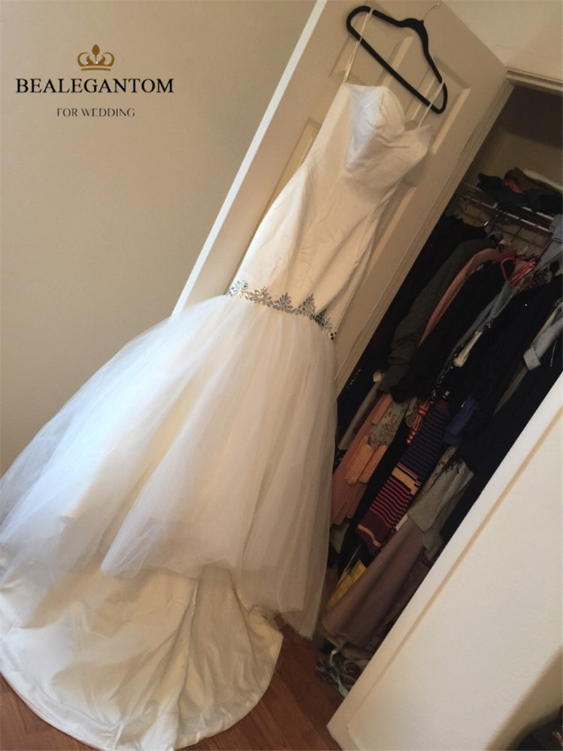 White Sexy Mermaid Wedding Dress Sweetheart Appliques Satin Floor-Length Party Dresses Bridal Gowns
