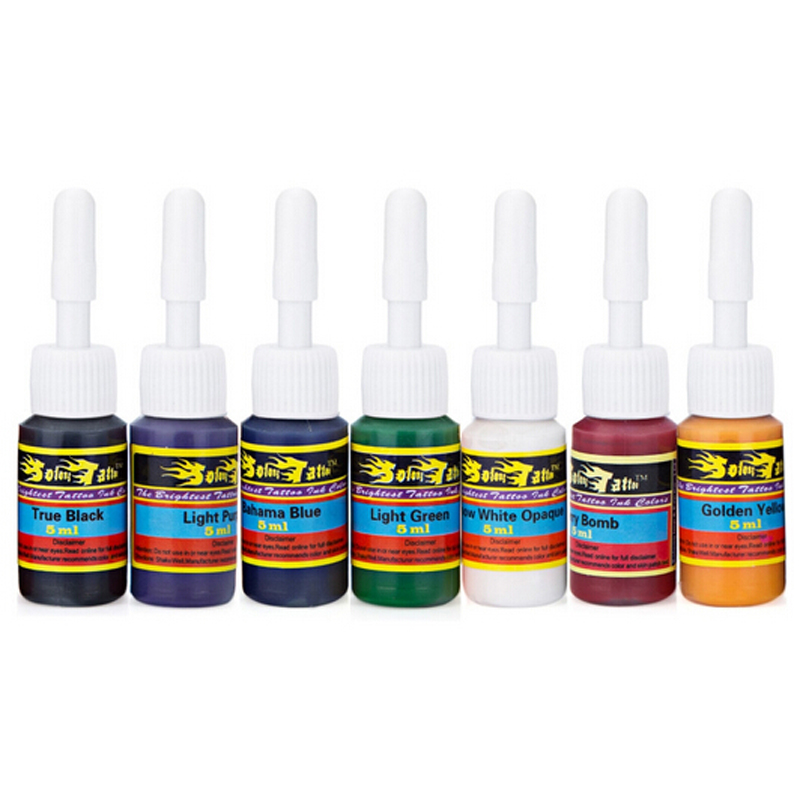 Tattoo Kit 1 Rotary Equipment Machine Gun 7 Color Inks Set Power Supply Disposable Needles Tattoo US PLug free shipping