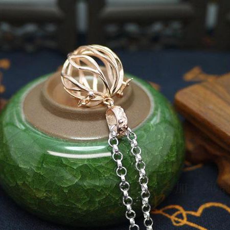 925 Sterling Silver Plated White Gold Rose Gold Pendant Round Bead or Pearl Semi Mount Cage Pendant Smaller Than 15mm no necklace