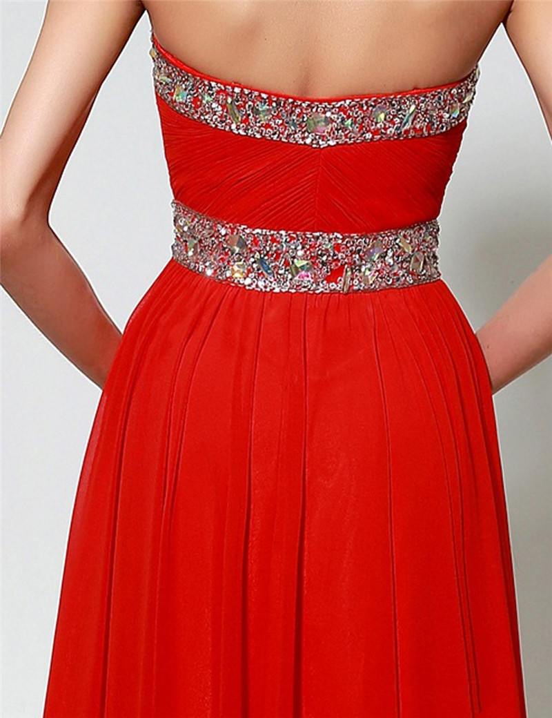 Sweetheart Crystal A-Line Formal Evening Dresses With Sequined Chiffon Floor-Length Plus Size Prom Party Celebrity Gowns BE17