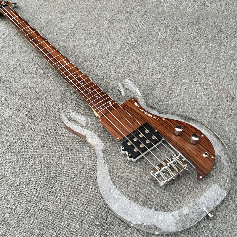 

RARE 4 Strings Acrylic Body Dan Armstrong Ampeg Electric Bass Guitar Wood pickguard Maple Neck Rosewood Fingerboard Top Selling