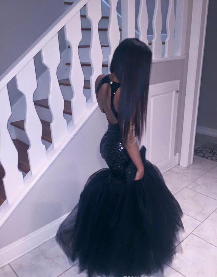 Sexy New Modest Black Girl Mermaid Prom Dress Sequined South African Long Formal Graduation Evening Party Gown Custom Made Plus Size